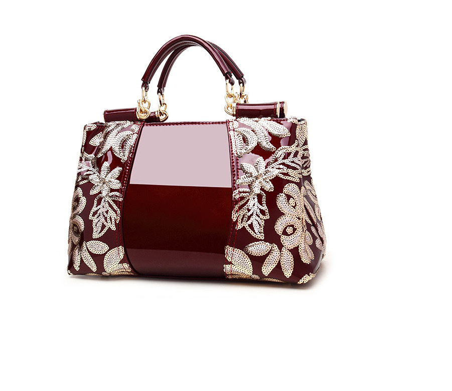 Floral Patterned Shiny Handbag