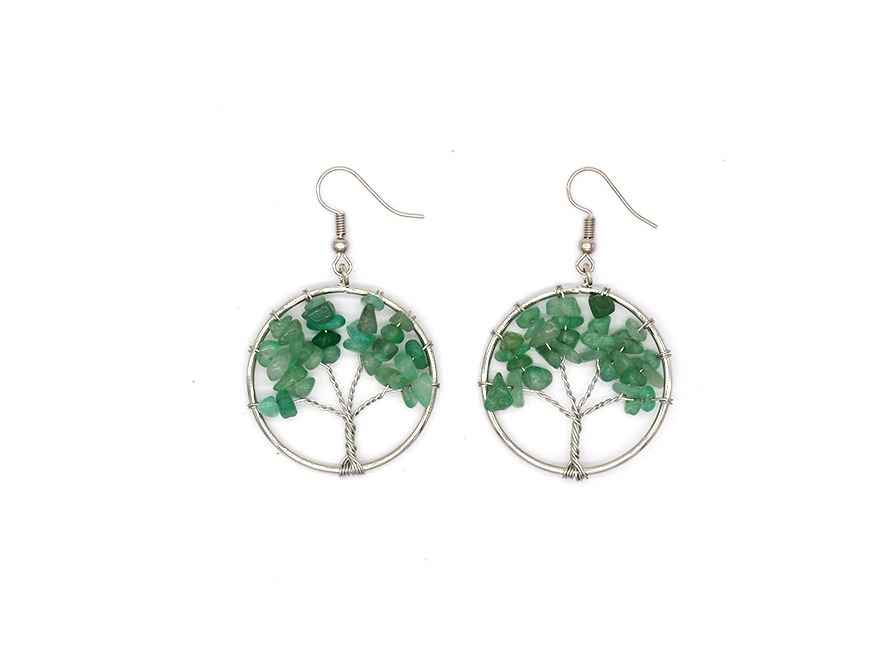 Natural Crystal Crushed Stone Tree Earrings