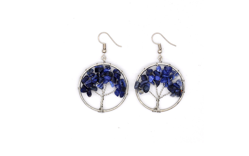 Natural Crystal Crushed Stone Tree Earrings