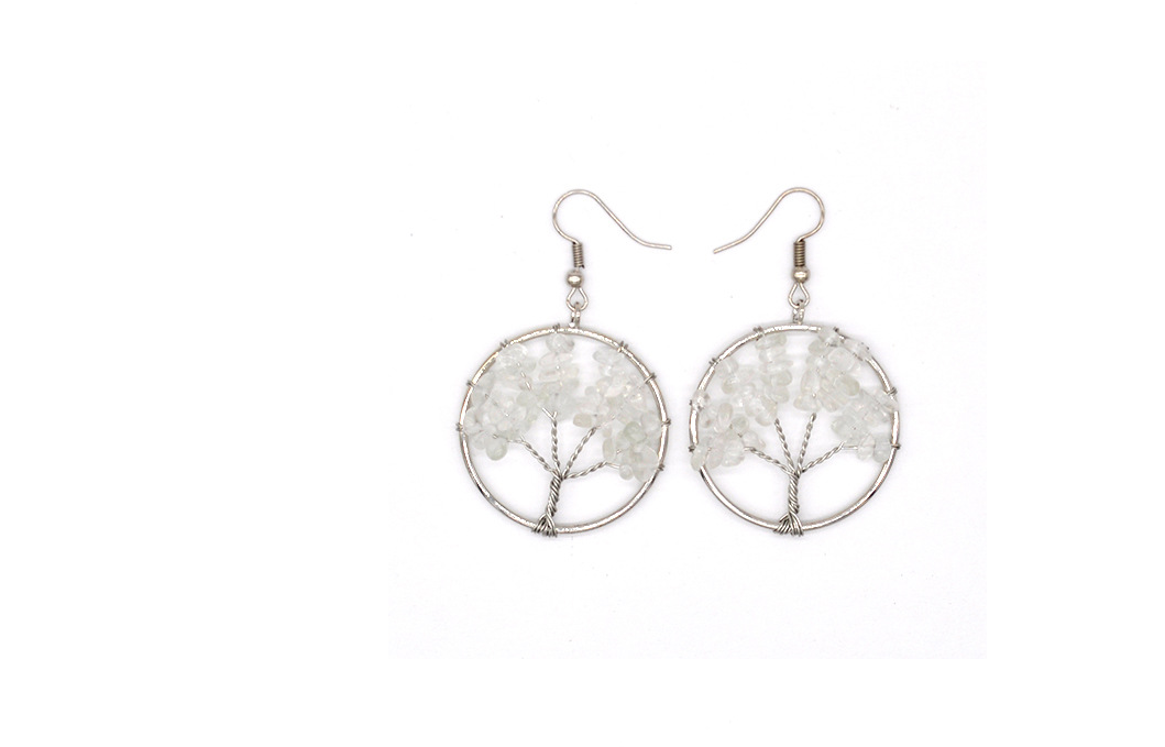 Natural Crystal Crushed Stone Tree Earrings