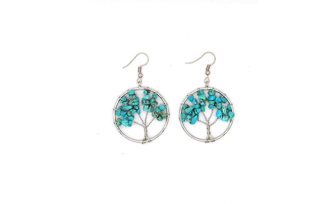 Natural Crystal Crushed Stone Tree Earrings