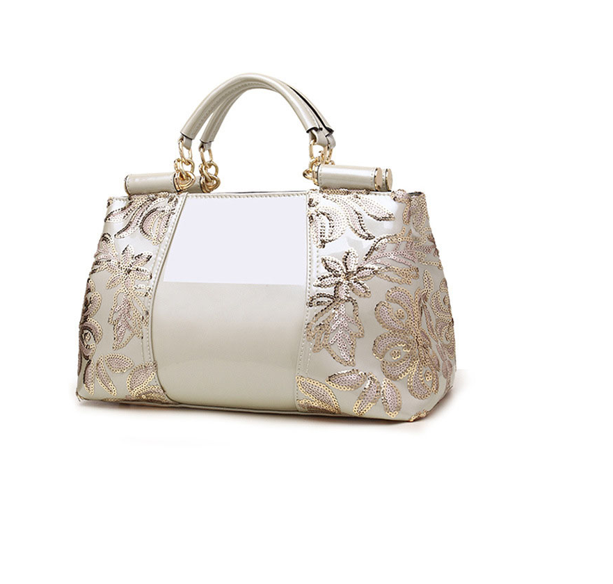 Floral Patterned Shiny Handbag