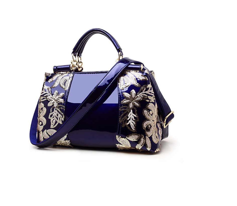 Floral Patterned Shiny Handbag