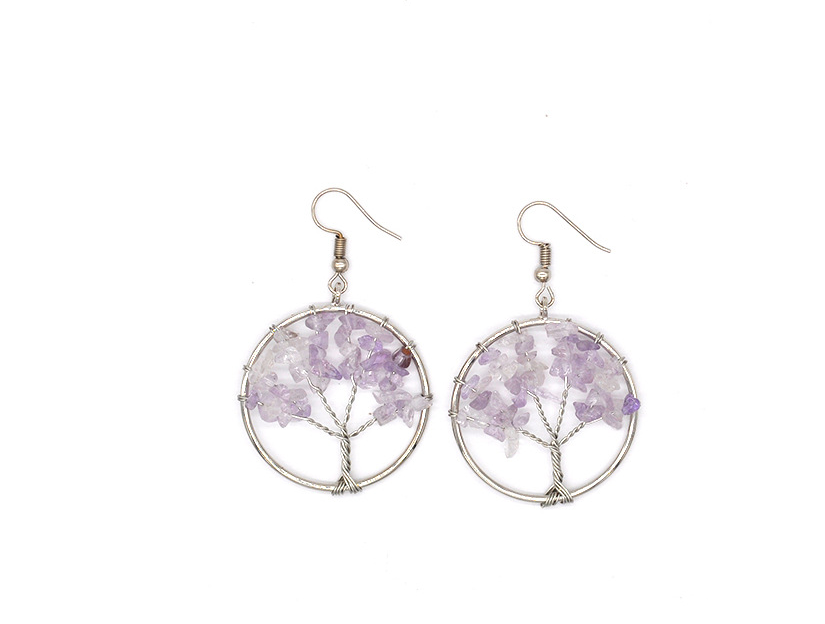 Natural Crystal Crushed Stone Tree Earrings