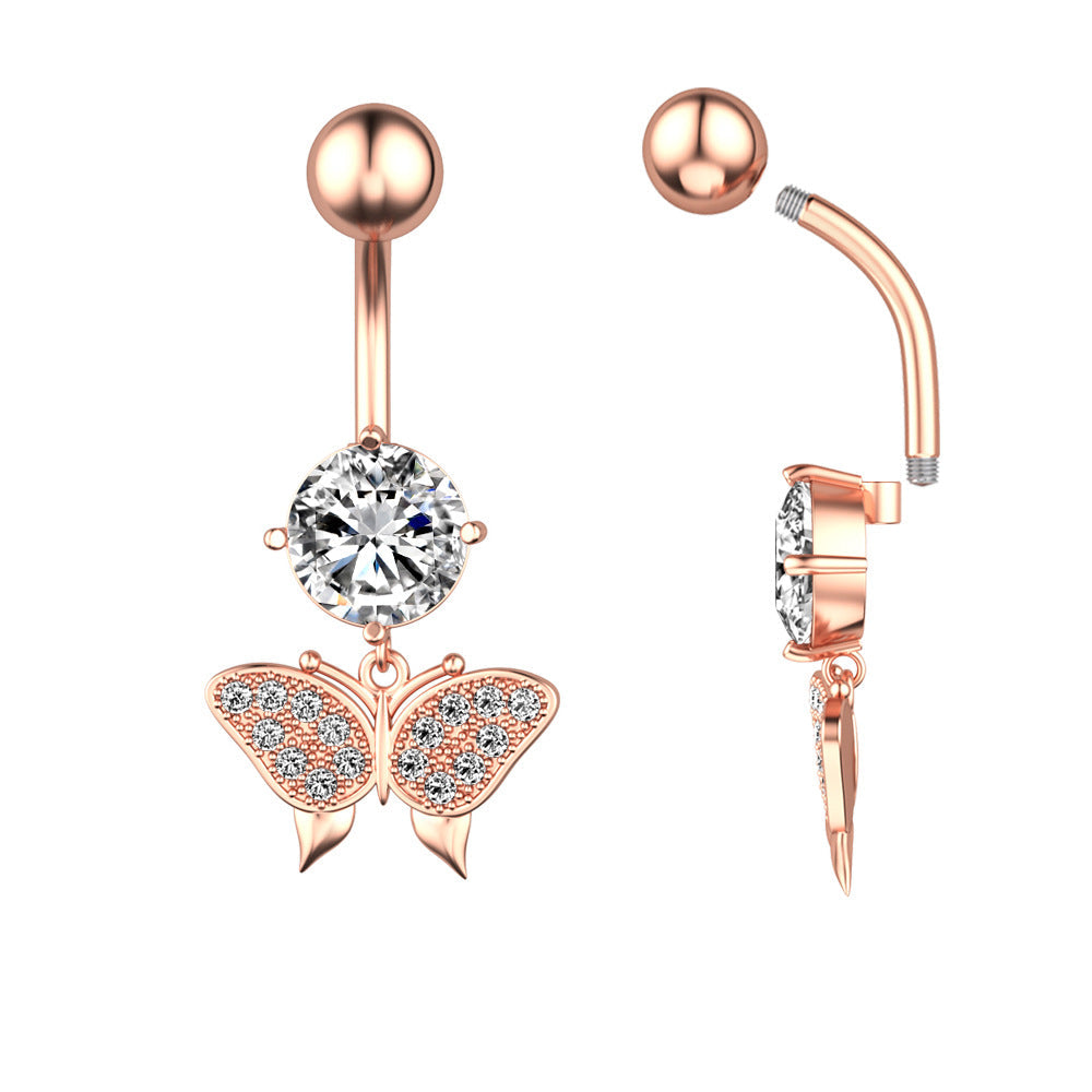 Butterfly Zircon Belly Button Piercing