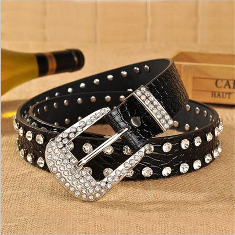 Pin Buckle Luxury Rhinestones Leopard Belt